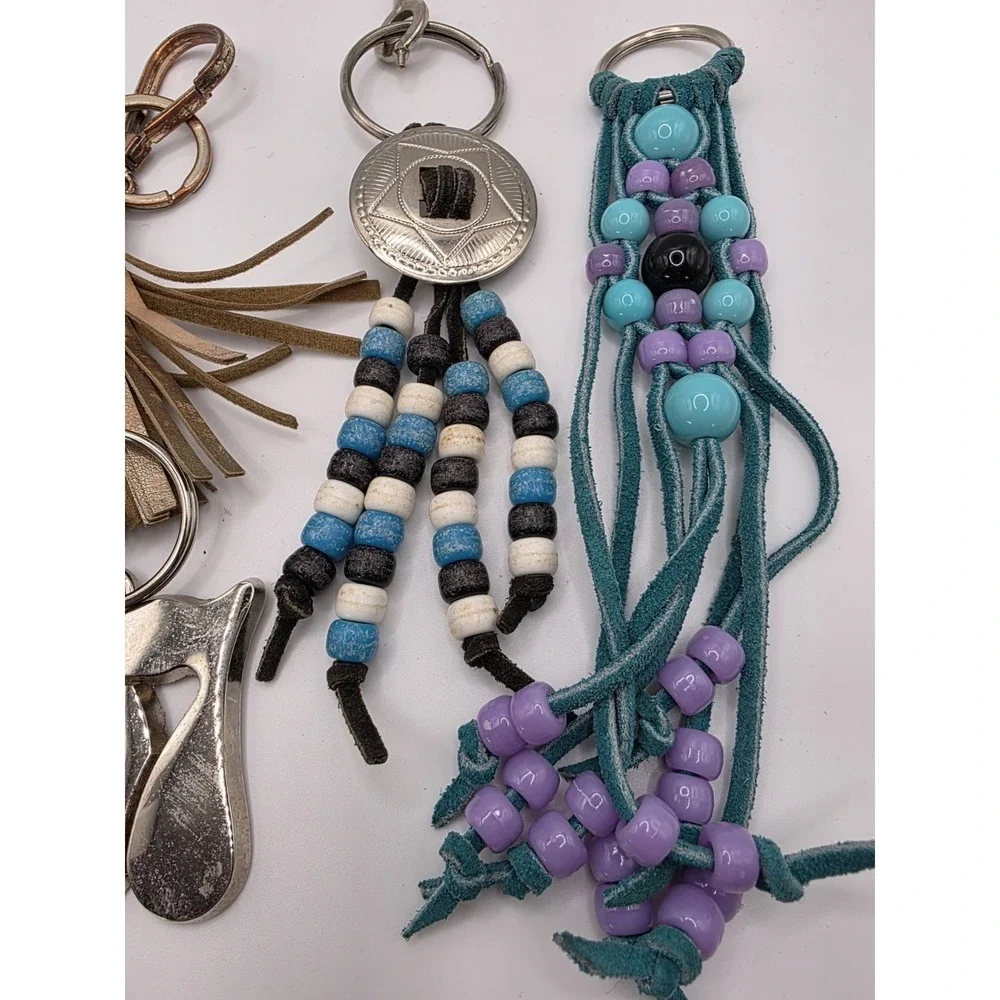 Lot Of 5 Key Chains, Western, Tassels Beaded